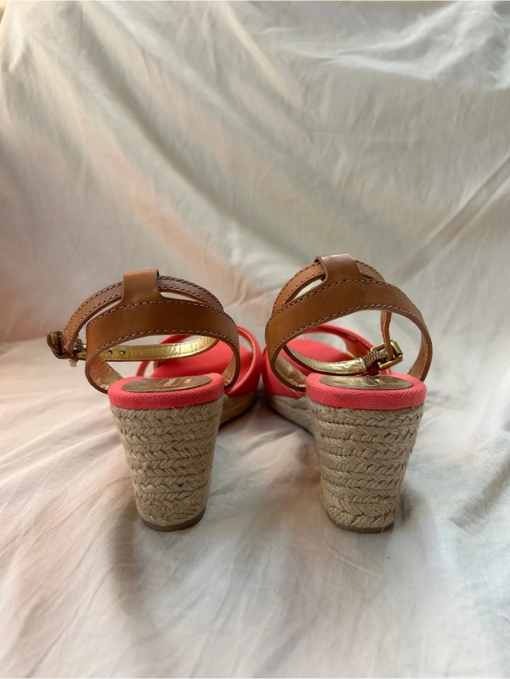 Authentic Coach Henley wedge sandals in Bright Pink.